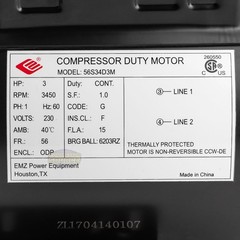 3 HP 3450 RPM Electric Motor Compressor Duty 56 Frame 1 Phase 5/8″ Shaft 230 V