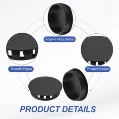 12 Pcs 42mm/1-5/8″ Plastic Hole Plugs Flush Type Round Plug Black