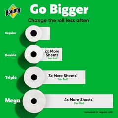 Bounty Select-A-Size Paper Towels, White, 2 Triple Rolls = 6 Regular Rolls