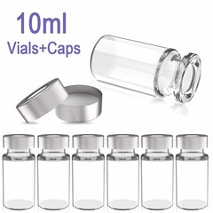 1000PCS 10ml Sample Vials+Aluminum Caps 20mm Crimp Top Clear Glass Bottle HPLC
