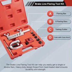 Professional Grade Double & Single Brake Line and Brass Tubing Flaring Tool Kit