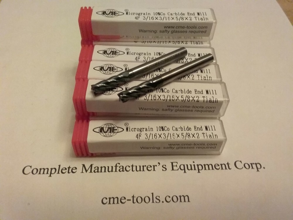 10pcs 3/16″ Tialn coated solid Carbide End Mills 4 Flt general machining #GM1006