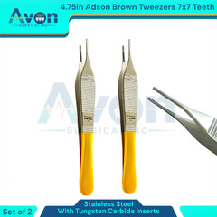 4.75″ Adson Brown Thumb Forceps with Tungsten Carbide Insert Jaws, 7×7, Premium