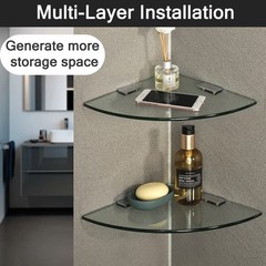 SAYAYO Glass Corner Shelf for Wall, Tempered Floating Glass Shelves for Bathr…