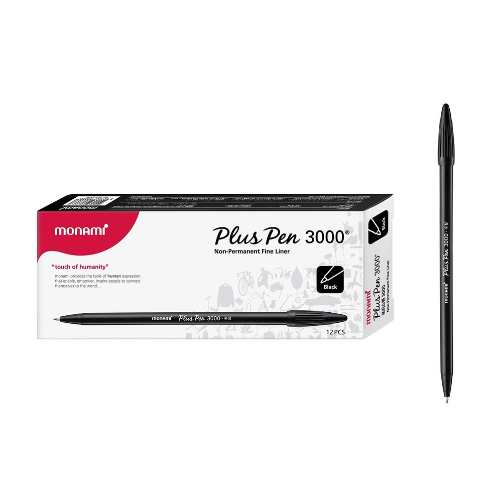 Plus Pen 3000 Felt Tip Pens, Fine Point (0.4mm), Fine Liner, Writing/Journali…
