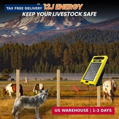 24 Hour Solar Electric Fence Charger, 20 Miles, Up to 10200v Output Range Electr