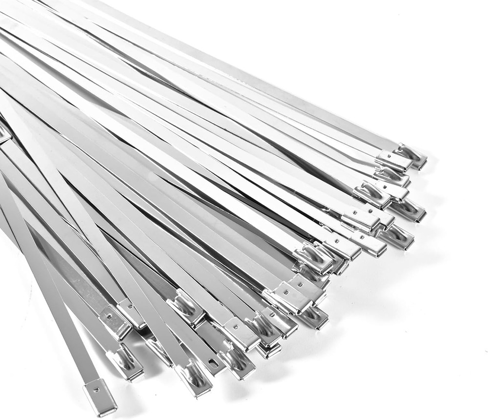 100-Pack Metal Zip Ties 11.8 inch, Heavy Duty 304 Stainless Steel 100pcs