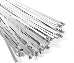 100-Pack Metal Zip Ties 11.8 inch, Heavy Duty 304 Stainless Steel 100pcs