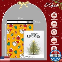 Jowlroel Christmas Poly Mailer – 12×15.5 Inch, Waterproof Shipping Bags – 50