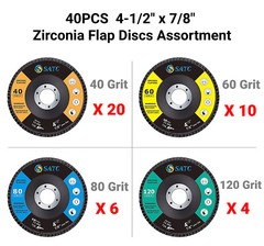 40Pcs 4-1/2in T29 Zirconia Flap Discs 40 60 80 120 Grit Sanding Grinding Wheels