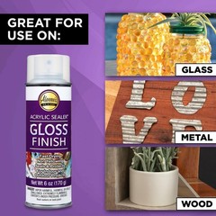 Spray Gloss Acrylic Sealer 6 Oz Clear Finish for Wood Metal Glass Projects