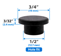 1/2” Rubber Hole Plugs Push In Bumper 3/4″ OD Compression Stem 12 per Pack