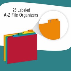 Alphabetical File Organizer, 25 Alphabet Dividers with Tabs for File Cabinet and