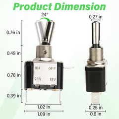 3 PCS LED Lighted Rocker Toggle Switch, 12V SPST 3 Pin 2 Position On/Off Rocker