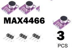 3 Pieces Electret Microphone Amplifier Module MAX4466 Adjustable Gain Blue…