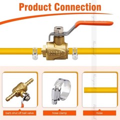 1/4 Inch Fuel Shut Off Valve Mini Brass Barb Ball Valve for Gas Water Air Hose