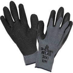Atlas 300B BLACK RUBBER PALM COATED GENERAL PURPOSE PROTECTIVE WORK GLOVES SM-XL