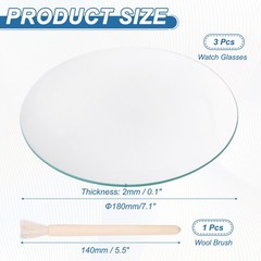 180mm/7.1 Inch Diameter Watch Glass, 3 Pcs High Transparent Smooth Edges