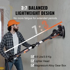 VEVOR Drywall Sander 900W Brush Motor 800-1800RPM Variable Speed & Self-Suction