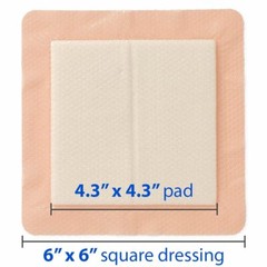 Medline Optifoam Gentle EX Bordered Foam Adhesive Dressing, 6″ x 6″ Square 10/BX