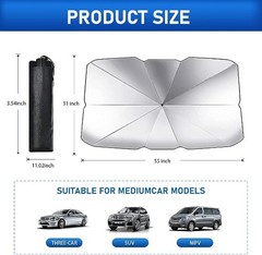 Foldable Reflective Windshield Sun Shade (55×31 inches) – UV & Heat Protector fo