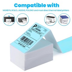 Thermal Label Printer , 4″x 6″ 500-Fanfold Blue Stickers for Polono, Phomemo …