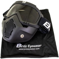 Birdz Skylark Motorcycle Goggles Removable Face Mask Black Frames Clear Lens