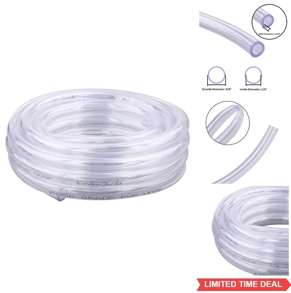 Clear Vinyl PVC Tubing 1/4 ID 3/8 OD Food Grade 10 Feet
