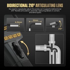 Endoscope Camera 1080P HD Articulating Borescope Inspection Camera 210° 6.25mm