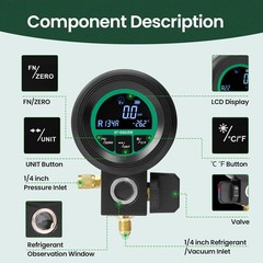 Super Stars HVAC Digital Manifold Gauge for AC Charging with LCD Backlit | Compa