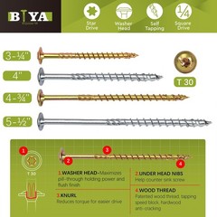 Lag Screws,1/4″ x 4-3/4″ Structural Screws, 50pcs Construction Lag Screws Tor…