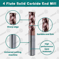 1/8″ 4 Flute TiSiN Coated Carbide End Mill for Aluminum, Steel, Plastic