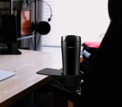 Desk Cup Holder Clip – Table Edge Clamp for Beverages, Phones – Black