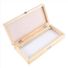 1pcs Wooden Microscope Slide Storage Box – Holds 50 Slides Securely – NEW