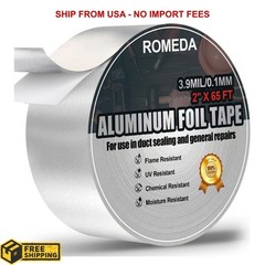 Aluminum Foil Tape 2″ x 65ft | 3.9 Mil High-Temp HVAC Tape for Ductwork & Vents