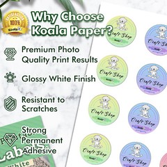 Koala Printable Round Label 2 Inch Waterproof Round Sticker Paper Inkjet Laser