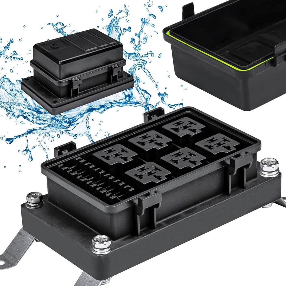 12V Waterproof Fuse Relay Box 6 Relay 6 ATC ATO Holder