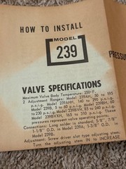 Singer Controls of America Mod 239 239AWHL Evaporation Pressure Regulating Valve