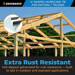 Sandbaggy U-Shaped Hurricane Tie for Rafters / Trusses – 18 Gauge (Galvanized)