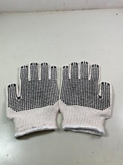 Dotted String Knit Gloves Both Sides Black PVC Dots (12 Pairs) Gloves L