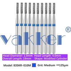 10pc Diamond Burs Shape Flat & Round End Modified Cylinder Fine Medium Coarse