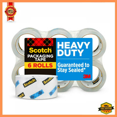 Scotch Heavy Duty Packaging Tape, 3″ Core, Clear, 1.88″ x 54.6 yds, 6 Rolls