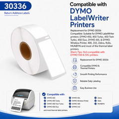 Compatible with DYMO Labelwriter 450 30336 (1″ x 2-1/8″) Rerurn Address Labels