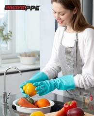 2 Pairs Reusable Dishwashing Cleaning Gloves with Latex , Cotton Lining, Kitc…