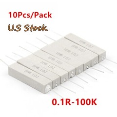 10Pcs 10 watt Wirewound Cement Resistor 10W horizontal Resistors 0.1-100K ohm