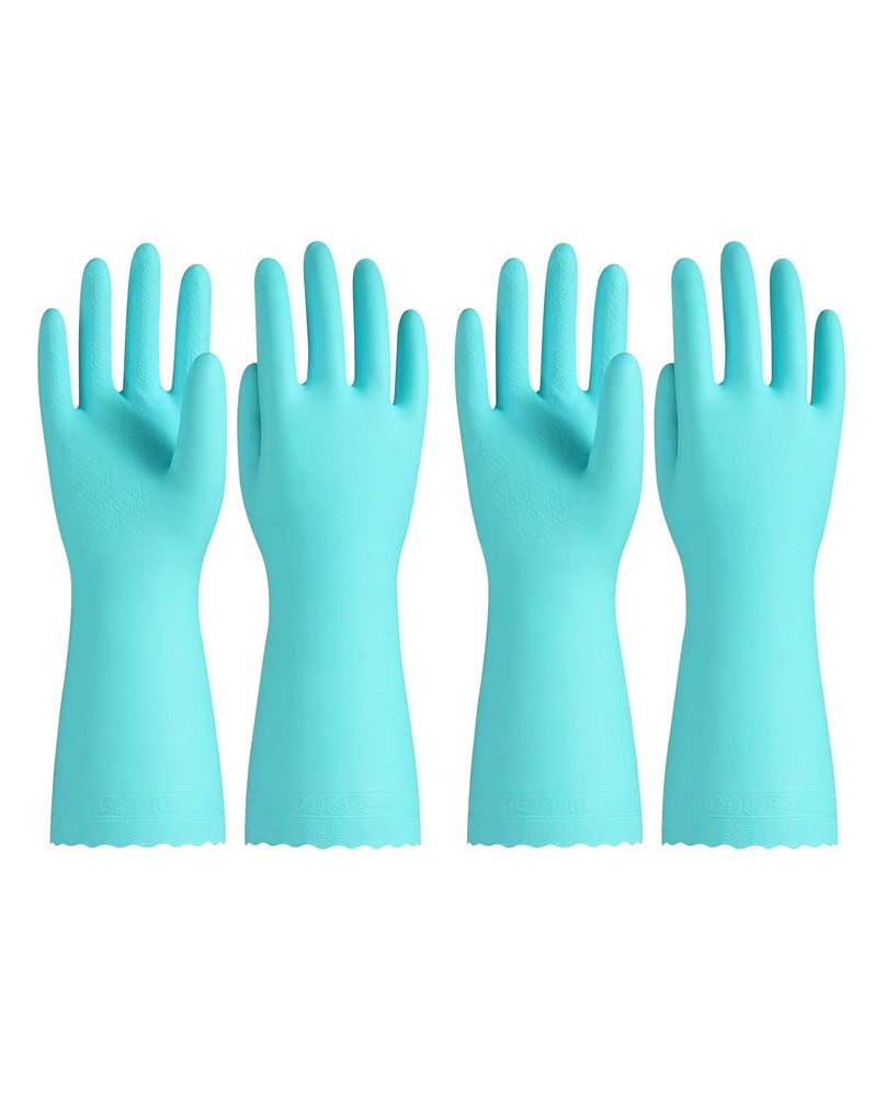 2 Pairs Reusable Dishwashing Cleaning Gloves with Latex , Cotton Lining, Kitc…