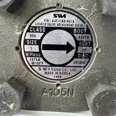SWI Valve Co. 1” A105N Check Valve MAX AJF-11AB-NA1A CR13HS