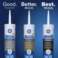 GE 2749483 White Silicone Window & Door Caulk Sealant 10.1 oz. (Pack of 12)