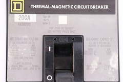 SQUARE D KA36200 200A 3-POLE THERMAL-MAGNETIC CIRCUIT BREAKER, 600V 25KA@480V
