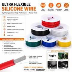 18 AWG Silicone Hook Up Wire Kit, 6 Colors 5M Each, 30M Total, Stranded Tinne…